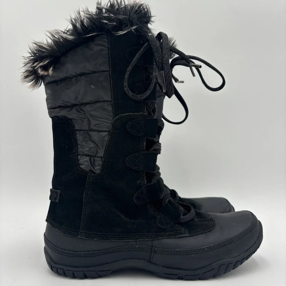 The North Face Nuptse Purna Boots Tall Waterproof Women's 6.5 Black‎ Snow Winter